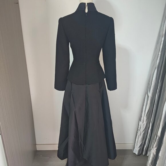 Self-Portrait Black Boucle Taffeta Midi Dress - Picture 4 of 13